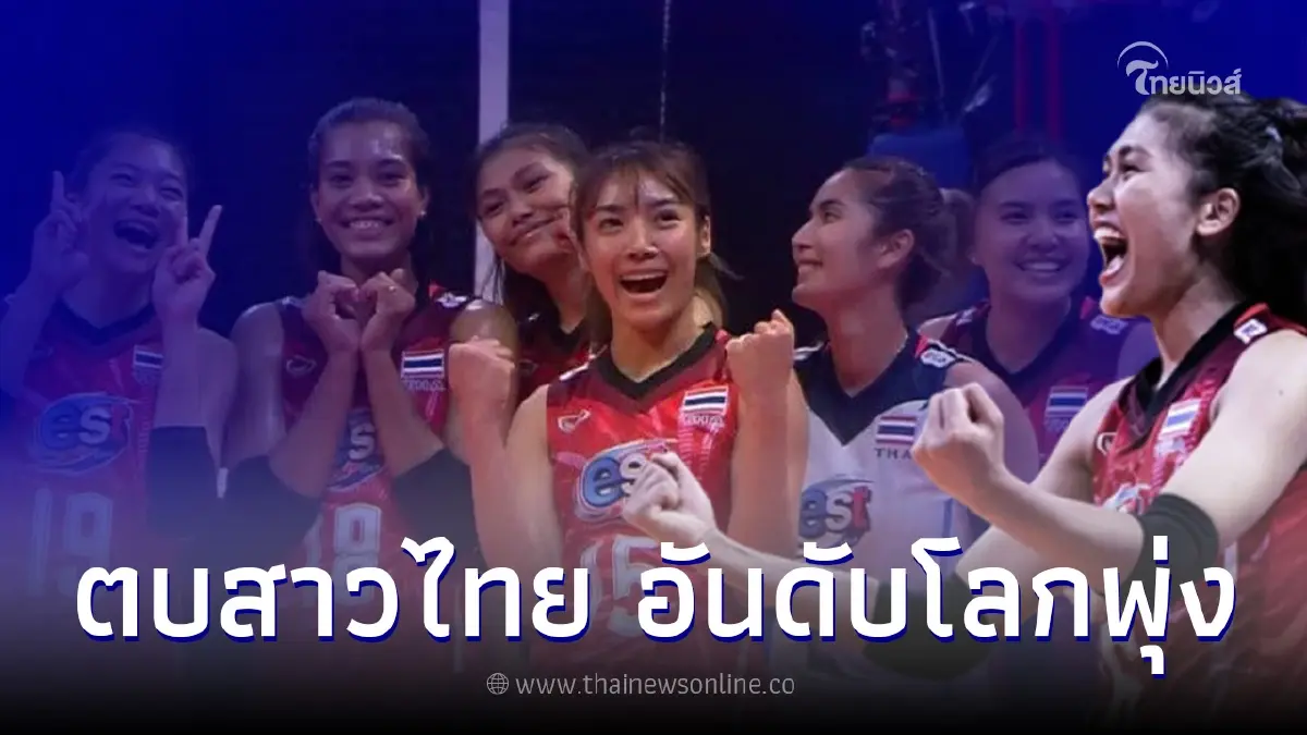 "ตบสาวไทย" อันดับโลกพุ่ง หลังชนะจีนเบอร์ 2 โลก "บีม"พิมพิชยา" ทำเเต้มสูงสุด "ตบสาวไทย" อันดับโลกพุ่ง หลังชนะจีนเบอร์ 2 โลก "บีม"พิมพิชยา" ทำเเต้มสูงสุด