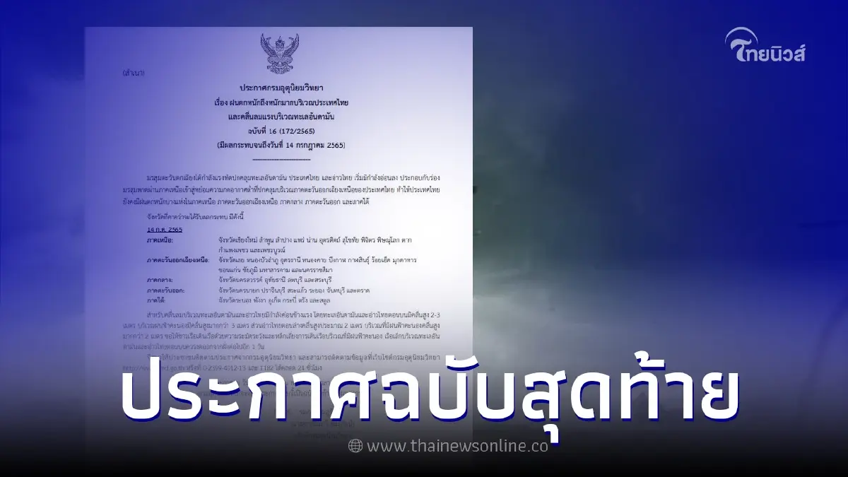 อุตุฯเตือนภัยฉบับสุดท้าย 40 จังหวัด ระวังอันตรายฝนถล่ม อุตุฯเตือนภัยฉบับสุดท้าย 40 จังหวัด ระวังอันตรายฝนถล่ม