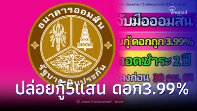 รัฐบาลจับมือออมสิน ปล่อยกู้รายละ 5แสน ดอก 3.99% ปลอดชำระ2ปี ธ.ออมสินเเจงแล้ว