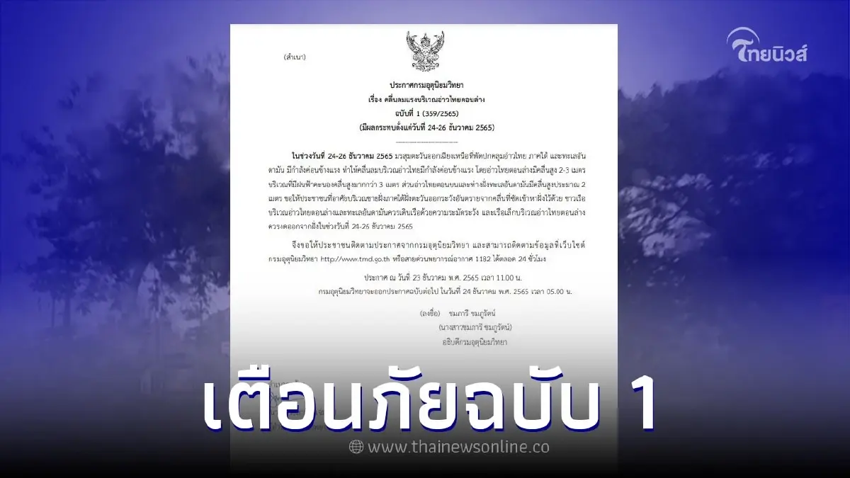 กรมอุตุฯ ประกาศเตือนภัย คลื่นลมแรง ฝนกระหน่ำภาคใต้