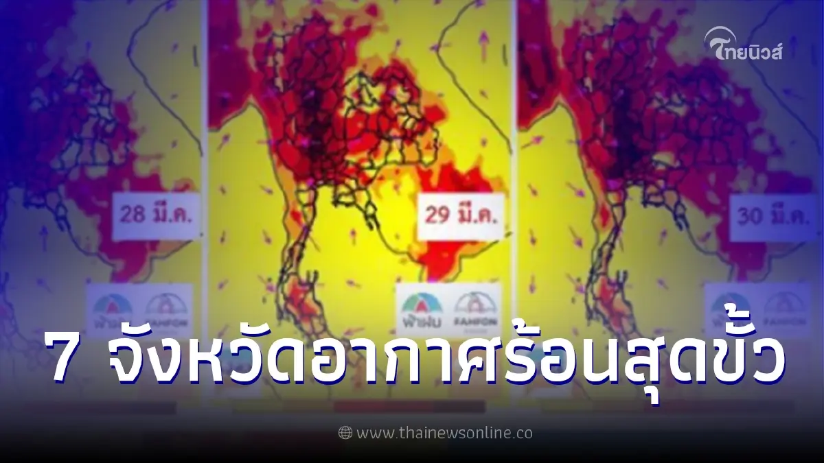 เช็กรายชื่อ 7 จังหวัด กรมอุตุฯ เผย อากาศร้อนจัดทะลุ 41 องศา เช็กรายชื่อ 7 จังหวัด กรมอุตุฯ เผย อากาศร้อนจัดทะลุ 41 องศา