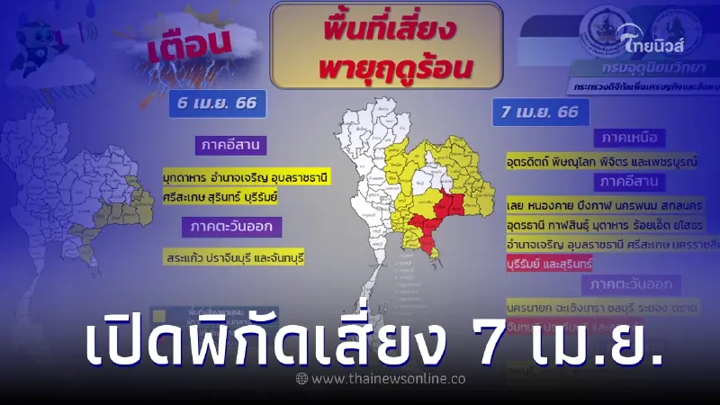 กรมอุตุฯ เตือน 5 จังหวัดพื้นที่สีแดง เสี่ยงพายุฤดูร้อน ฝนฟ้าคะนองหนักมาก กรมอุตุฯ เตือน 5 จังหวัดพื้นที่สีแดง เสี่ยงพายุฤดูร้อน ฝนฟ้าคะนองหนักมาก