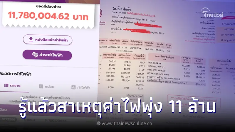 ชี้แจงชัด สาเหตุบิลค่าไฟพุ่ง 11 ล้าน ทำสาวเครียดหนัก ชี้แจงชัด สาเหตุบิลค่าไฟพุ่ง 11 ล้าน ทำสาวเครียดหนัก