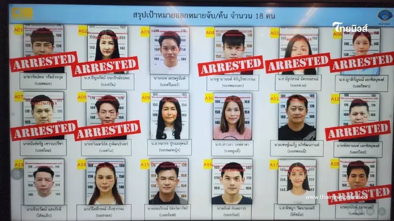โดนแล้ว "9บอส" เครือข่ายดิไอคอน CIB ลุยจับรวม 18 หมาย ดูชัด ๆ มีใครบ้าง โดนแล้ว "9บอส" เครือข่ายดิไอคอน CIB ลุยจับรวม 18 หมาย ดูชัด ๆ มีใครบ้าง