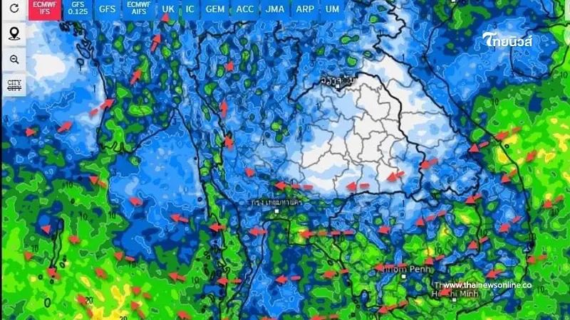 กรมอุตุฯ เตือนพื้นที่ 35 จังหวัด รับมือฝนตกหนัก กทม.โดนด้วย