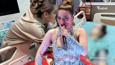 เปิดภาพ"ใหม่ พัชรี" เยี่ยมผู้บาดเจ็บ หลังลมแรงพัดตู้ลำโพงทับคนดูเจ็บ 5 ราย