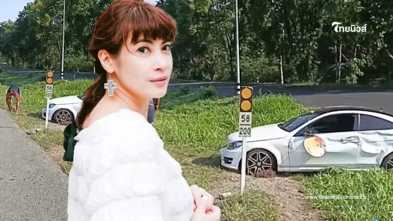 อดีตนางเอกดังยุค 90 ขับรถเบนซ์เสียหลัก พลิกคว่ำหวิดดับ