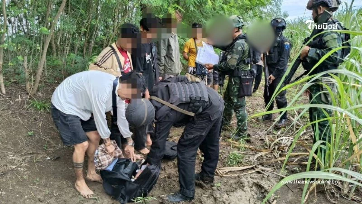 กองกำลังบูรพาสกัดจับแรงงานต่างด้าว 21 คน ซุกไร่อ้อยชายแดน