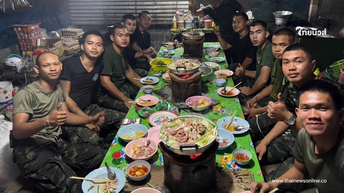 เมนูพิเศษ ผบ.ร.3 จัดหมูกระทะ เลี้ยงลูกน้องทหารแนวหน้า