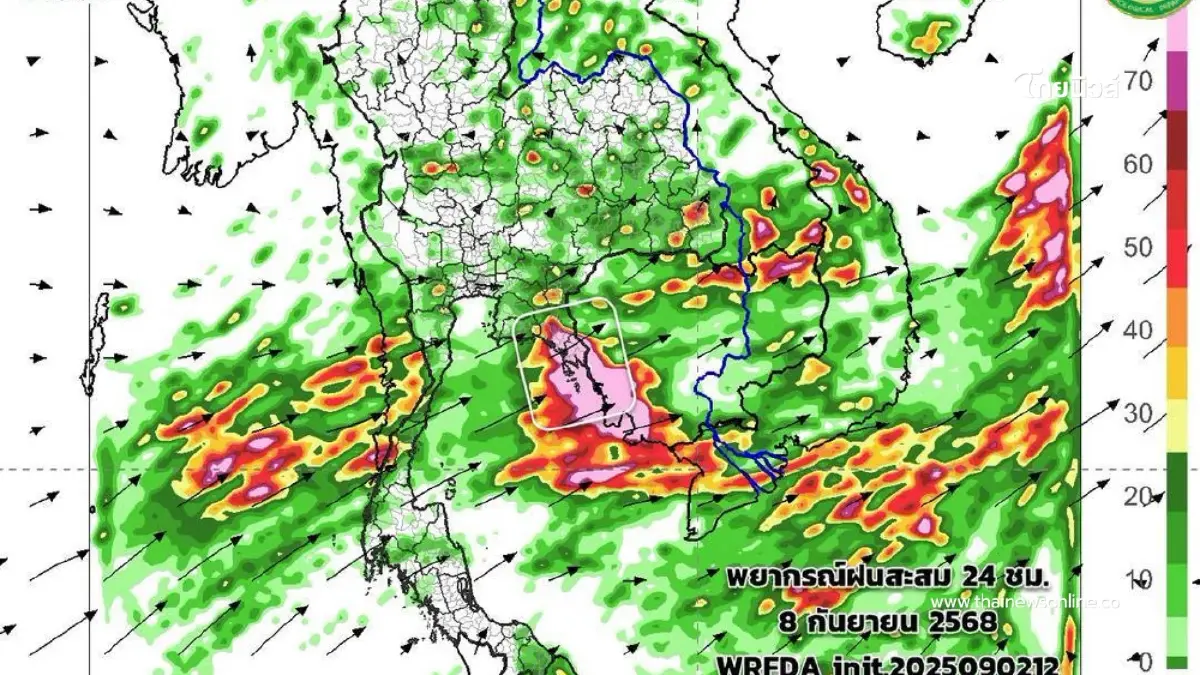 อุตุฯ พยากรณ์ 3–12 ก.ย. 68 เตือนหลายจังหวัดเสี่ยงน้ำหลาก–ฝนตกหนัก