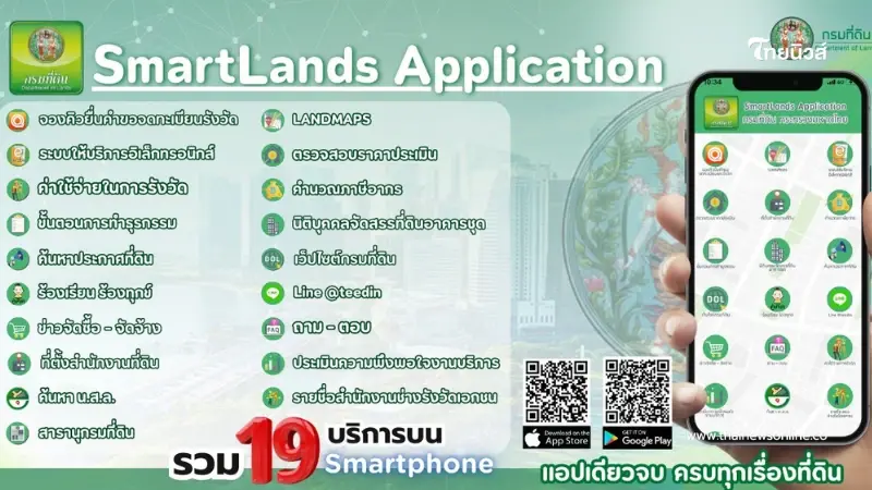 "SmartLands App" แอปเดียวจบ ครบทุกเรื่องที่ดิน บนโทรศัพท์มือถือ "SmartLands App" แอปเดียวจบ ครบทุกเรื่องที่ดิน บนโทรศัพท์มือถือ