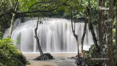 น้ำตกเอราวัณ งดเล่นน้ำชั่วคราว เผยปรากฏการณ์หายาก "หัวช้างแตก"