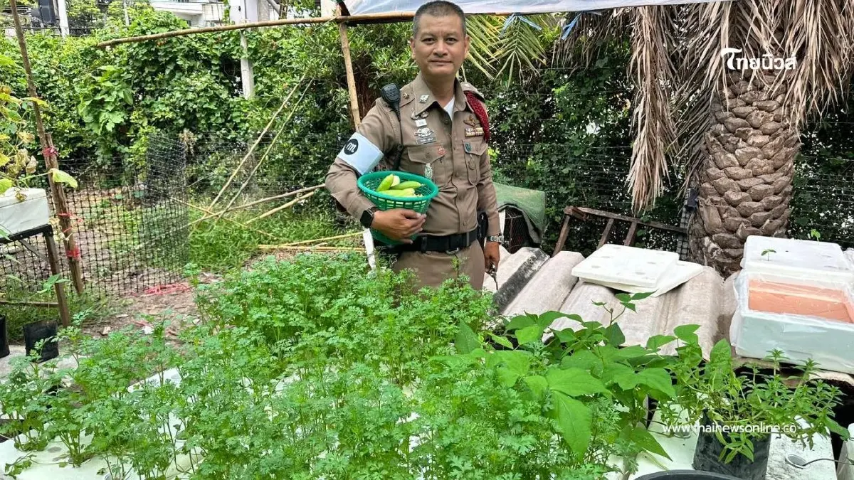 ตำรวจบางเขนปลูกผักสวนครัว เลี้ยงกบ ไก่ หอย ตามแนวเศรษฐกิจพอเพียง