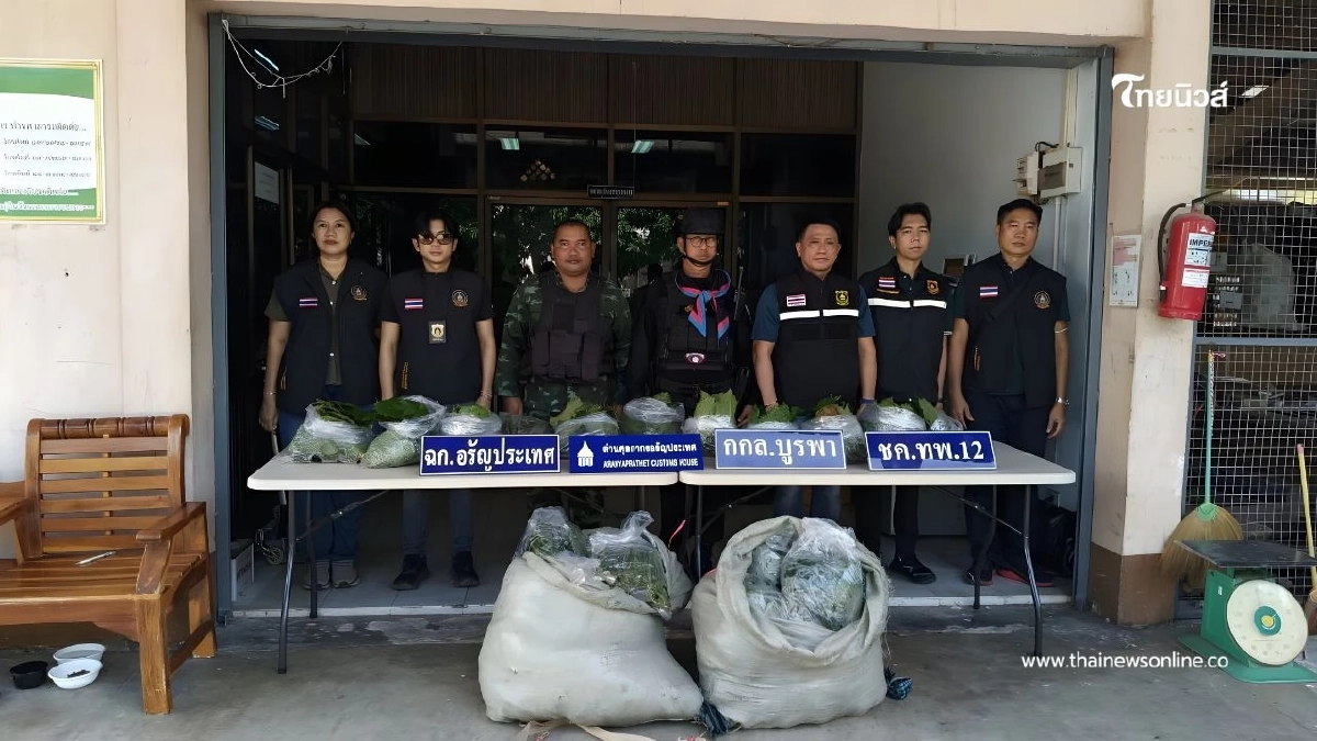 ทหารพรานยึดใบกระท่อม 58 กก. ซุกช่องทางธรรมชาติใกล้ชายแดนกัมพูชา ทหารพรานยึดใบกระท่อม 58 กก. ซุกช่องทางธรรมชาติใกล้ชายแดนกัมพูชา