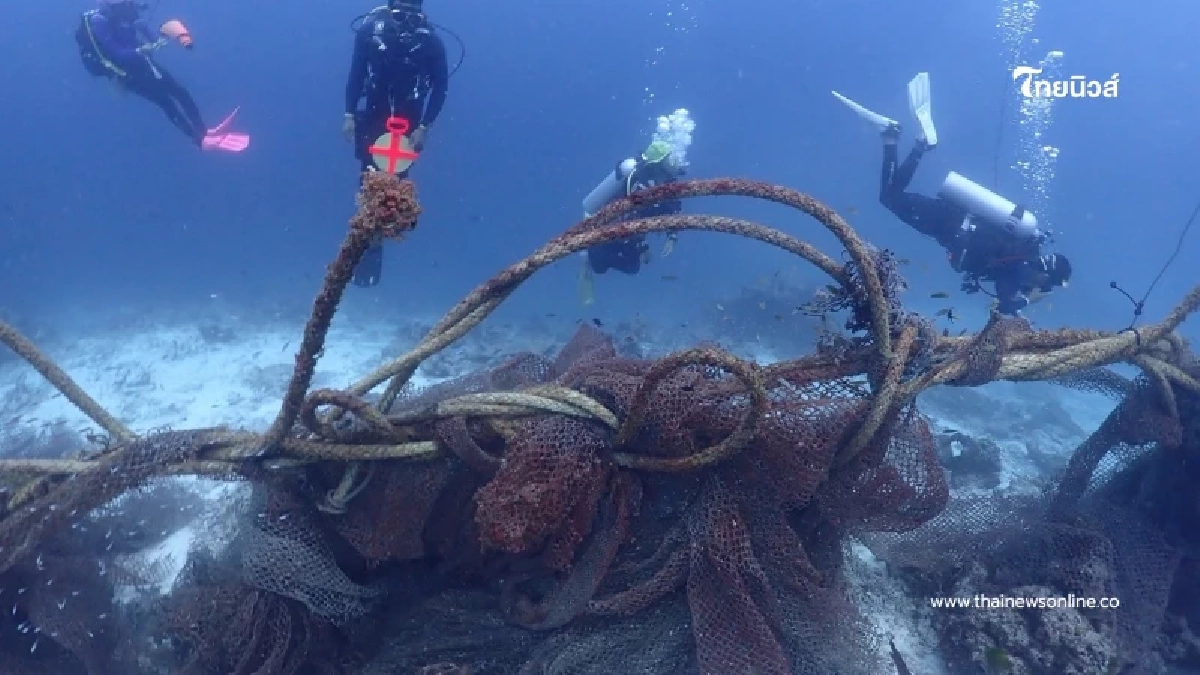 พบซากอวนยักษ์กลางสิมิลัน! อุทยานฯเร่งเก็บกู้ฟื้นฟูแนวปะการัง
