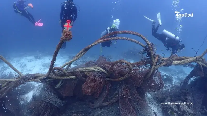 พบซากอวนยักษ์กลางสิมิลัน! อุทยานฯเร่งเก็บกู้ฟื้นฟูแนวปะการัง