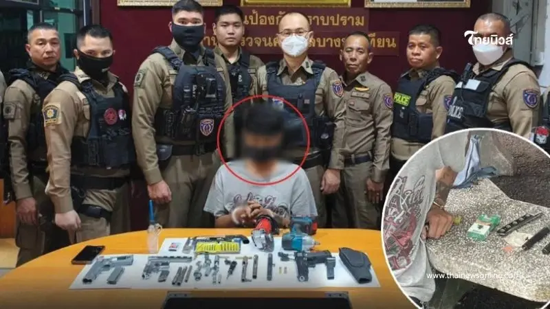 รวบหนุ่มครอบครองปืนไทยประดิษฐ์ พร้อมอุปกรณ์ประกอบปืนเอง