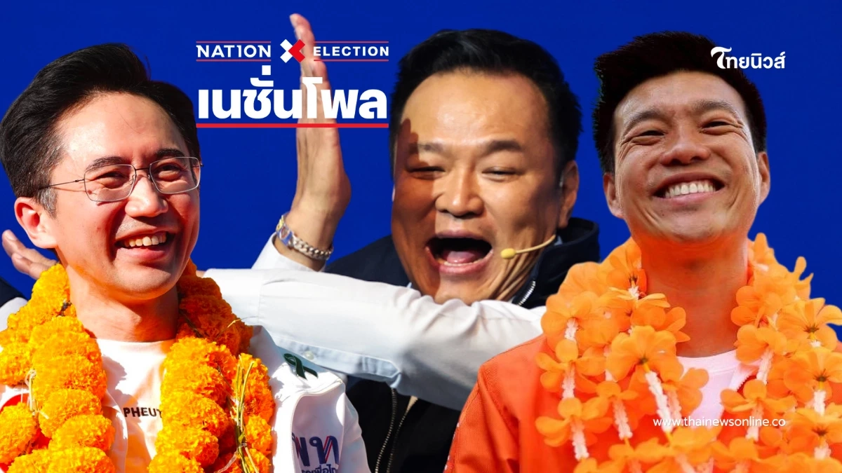 เปิดผล"เนชั่นโพล"หายใจรดต้นคอ "ส้ม น้ำเงิน-แดง" สูสี แย่งอันดับหนึ่ง