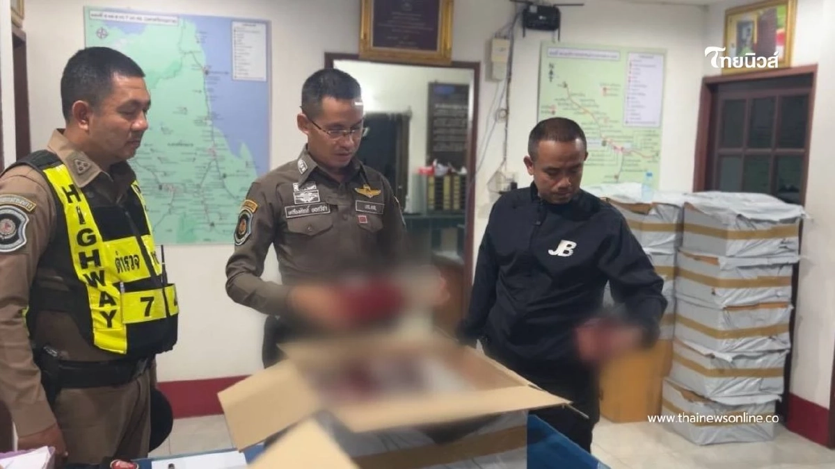 ตำรวจทางหลวงนครศรีธรรมราชสกัดบุหรี่หนีภาษีกว่า 4 แสนมวน