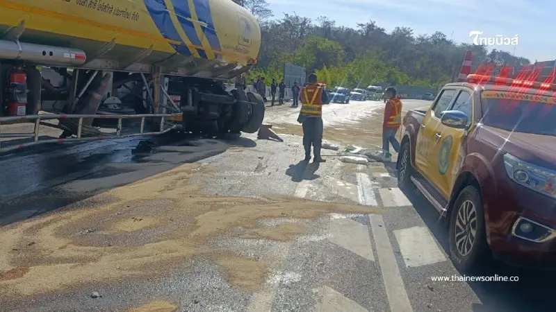 อุบัติเหตุรถชนท้ายบนถนน 304 (ขาเข้า)  จนท.ปิดการจราจร 100%