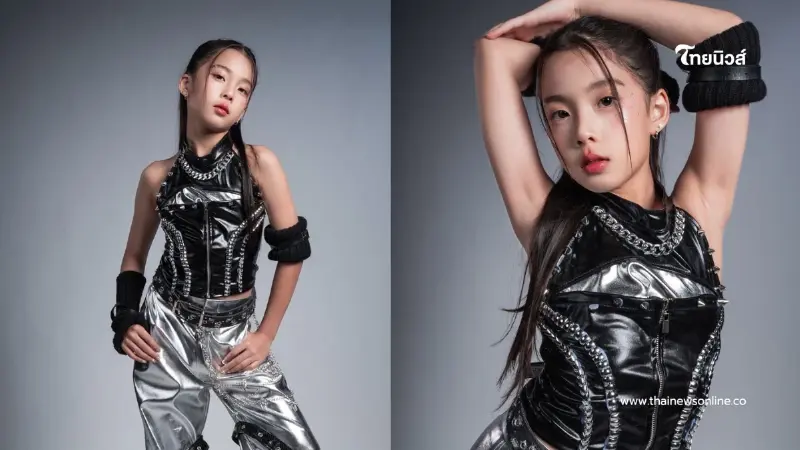 ลูกไม้หล่นไม่ไกลต้น ลูกสาวในวัย 10 ขวบ ลุคชุดหนังสวยเฉี่ยว