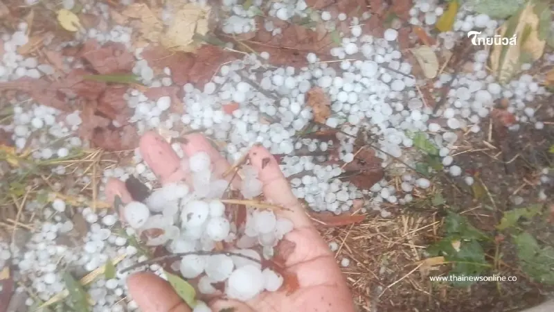 พายุฤดูร้อนถล่มแม่วาง! ลูกเห็บกระหน่ำบ้านหัวฝาย เสียหายหลายจุด