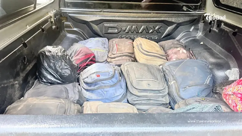 ตำรวจทางหลวงกาญจนบุรีไล่ล่ารถขนแรงงานเถื่อน คนขับทิ้งรถหนี