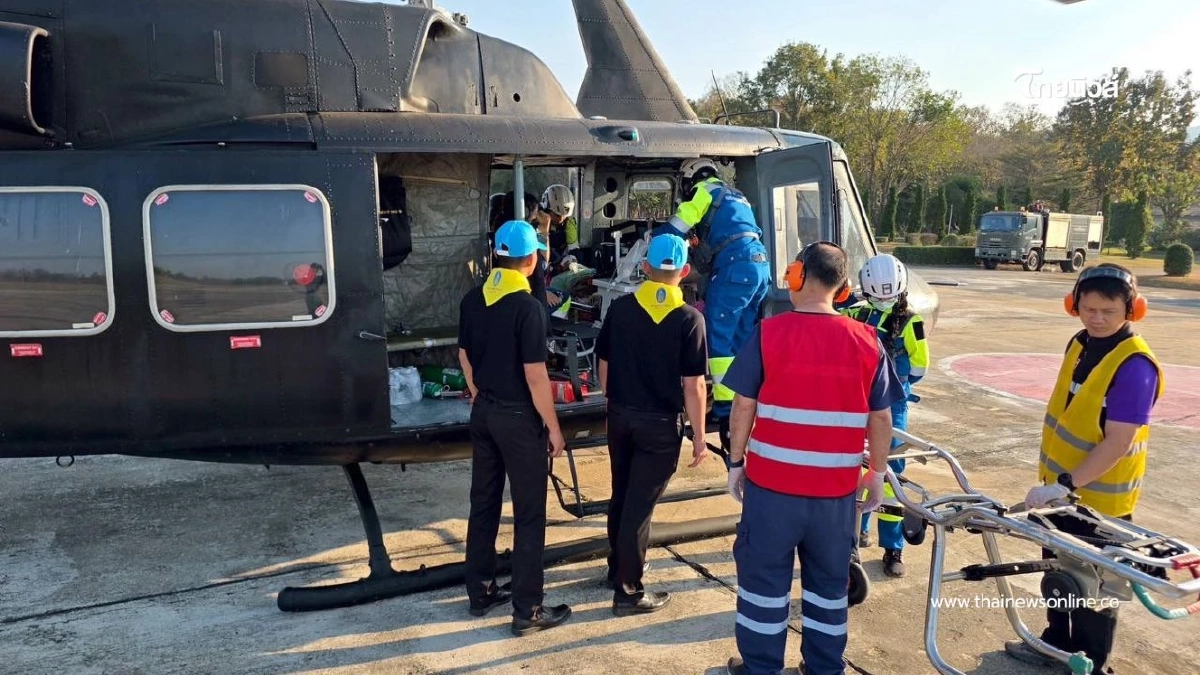 กกล.ผาเมือง สนับสนุนทีมแพทย์ฉุกเฉินแห่งชาติ บินด่วนรับผู้ป่วย