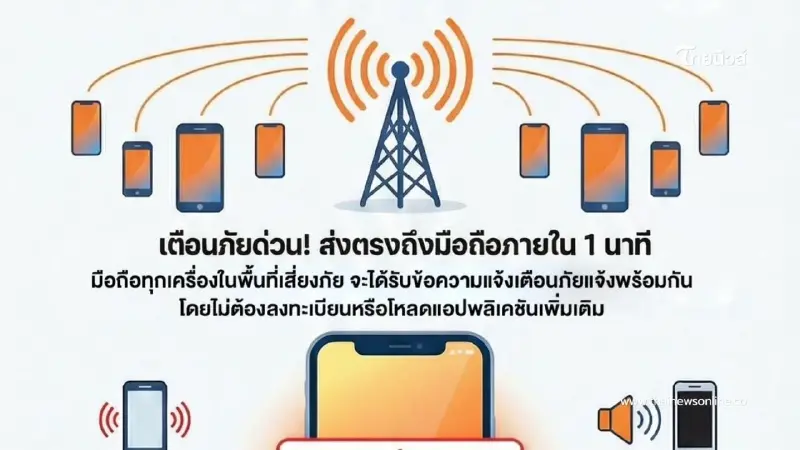ปภ. เปิดระบบ Cell Broadcast แจ้งเตือนภัยฉุกเฉินถึงมือถือใน 1 นาที