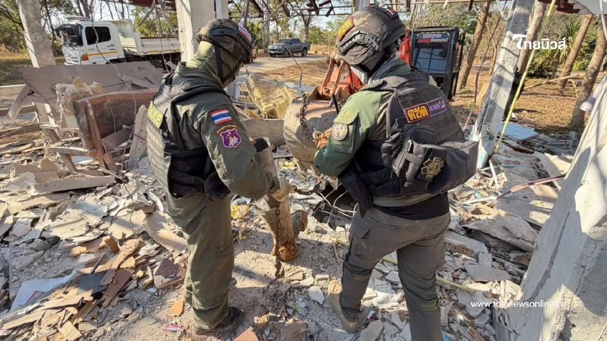 EOD ตชด.22 ลุยเก็บกู้วัตถุระเบิดชายแดนไทย–กัมพูชา ต่อเนื่อง