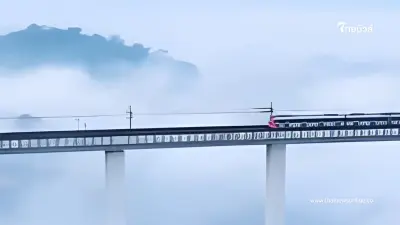 ราวกับเทพนิยาย ชมภาพรถไฟฉงชิ่งทะยานเหนือทะเลหมอก ดั่งวิ่งอยู่บนท้องฟ้า
