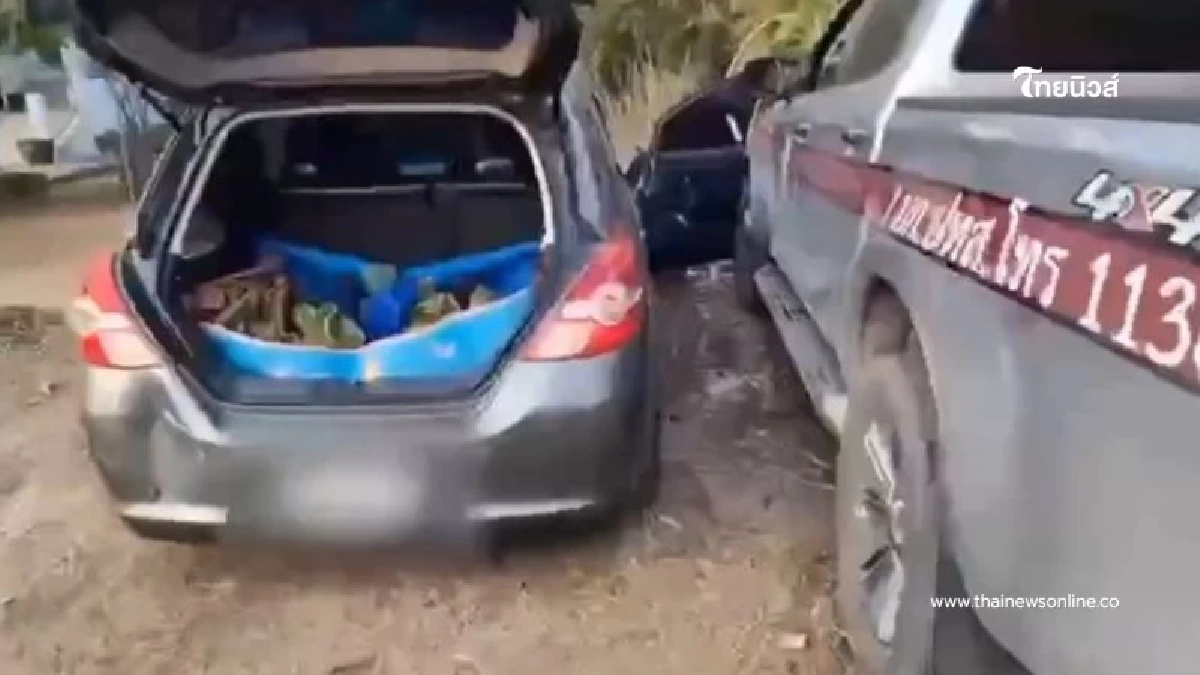 ล่าระทึก หนุ่มใหญ่ซิ่งหนี สุดท้ายจนมุม ของกลางเพียบยังเป็นๆ