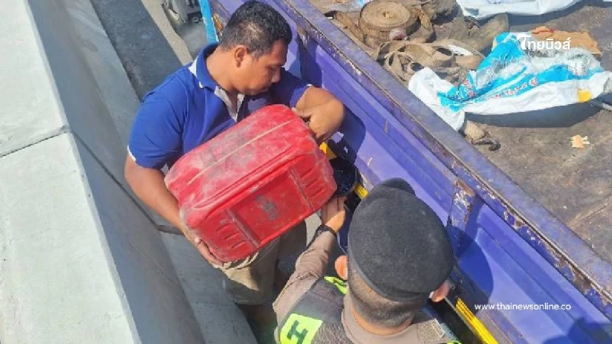 น้ำใจทางหลวง รุดช่วยชาวบ้านรถน้ำมันหมดกลางสะพานกาญจนาภิเษก