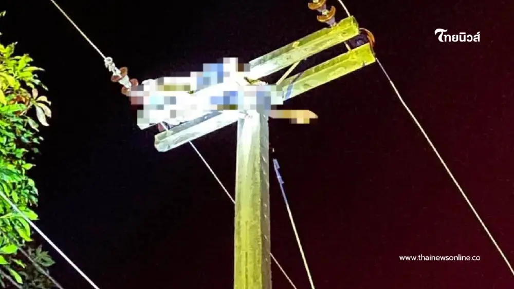 หนุ่มป่วยจิตเวชคลั่งปีนเสาไฟฟ้าแรงสูง ช็อตหัวขาดดับคาที่