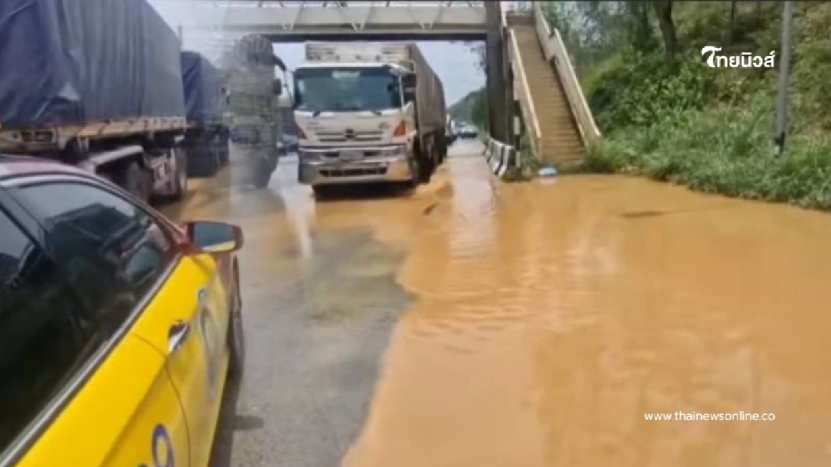 เลี่ยงได้เลี่ยง มิตรภาพน้ำท่วมผิวจราจรช่วงแก่งคอย รถติดสะสม-เคลื่อนตัวช้า