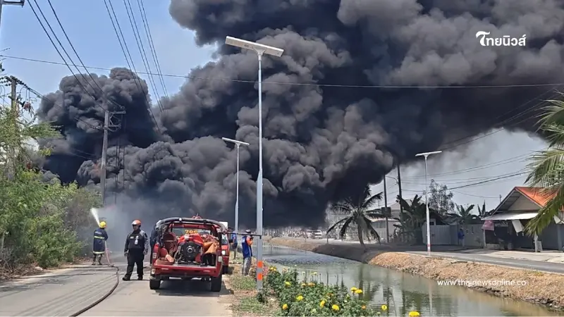 ไฟไหม้ป่าลามเผากองยางหลังเซียงกงรังสิต วอดรถยนต์ 2 คันรวด
