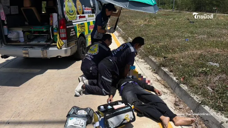 ระยองร้อนจัด ทำมอเตอร์ไซค์วูบชนขอบทางสาหัส 2 รายในวันเดียว