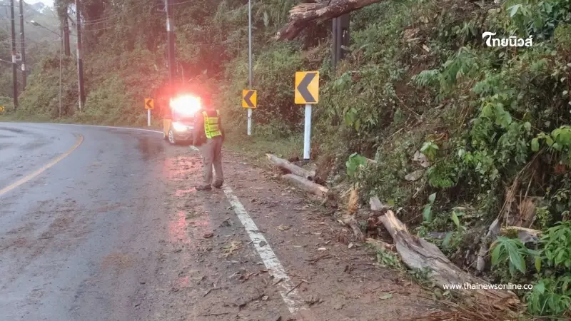 พายุผ่านแต่ห่วงไม่คลาย ตำรวจทางหลวง ลุยเคลียร์ต้นไม้ล้ม พายุผ่านแต่ห่วงไม่คลาย ตำรวจทางหลวง ลุยเคลียร์ต้นไม้ล้ม