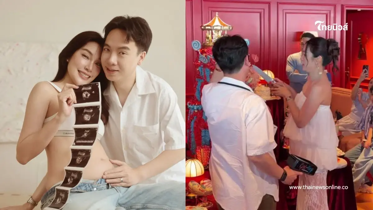 เฉลยแล้ว  "เมย์ - ไฮโซบิ๊ก" ลุ้นผ่าเค้กเฉลยเพศเบบี๋ แฟนคลับเฮลั่น