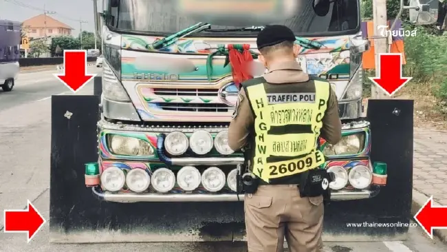 ตำรวจทางหลวงเข้ม จับบังโคลนซิ่งยื่นเกิน เสี่ยงอุบัติเหตุ