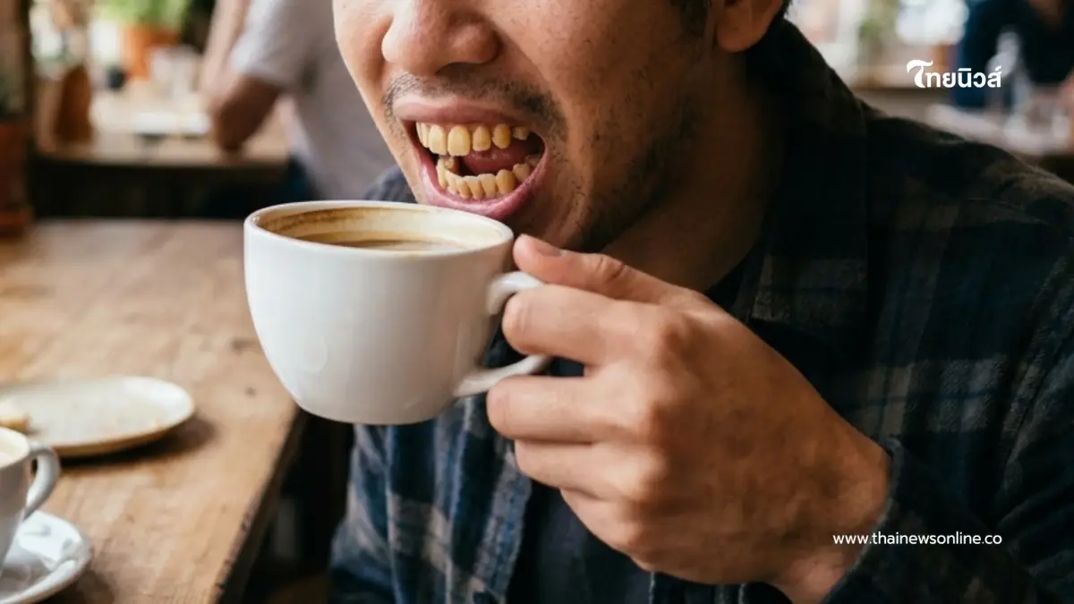 ติดคราบเหลืองได้ไง? สงสัยไหมทำไมดื่มกาแฟแล้วฟันเปลี่ยนสี ติดคราบเหลืองได้ไง? สงสัยไหมทำไมดื่มกาแฟแล้วฟันเปลี่ยนสี