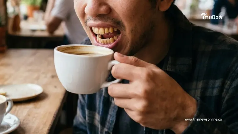 ติดคราบเหลืองได้ไง? สงสัยไหมทำไมดื่มกาแฟแล้วฟันเปลี่ยนสี ติดคราบเหลืองได้ไง? สงสัยไหมทำไมดื่มกาแฟแล้วฟันเปลี่ยนสี