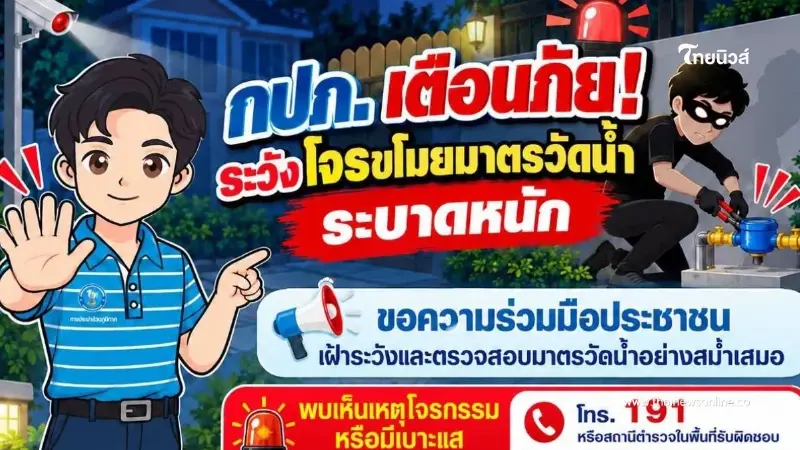 กปภ. เตือนภัย! ระวังโจรขโมยมาตรวัดน้ำระบาดหนัก หากถูกขโมยให้ดำเนินการดังนี้